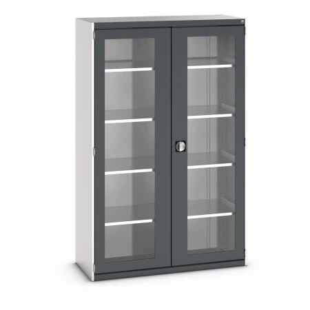 40014058 - CUBIO Armoire SMFS-13520-1 - Avec 2 Portes Transparentes et 4 Tablettes - LxPxH 1300x525x2000mm - Gris Anthracite RAL 7016 40014058 - CUBIO Armoire SMFS-13520-1 - Avec 2 Portes Transparentes et 4 Tablettes - LxPxH 1300x525x2000mm - Gris Anthracite RAL 7016