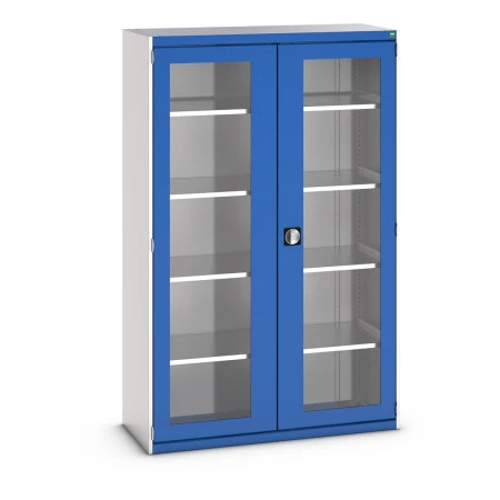40014058 - CUBIO Armoire SMFS-13520-1 - Avec 2 Portes Transparentes et 4 Tablettes - LxPxH 1300x525x2000mm - Bleu Gentiane RAL 5010 40014058 - CUBIO Armoire SMFS-13520-1 - Avec 2 Portes Transparentes et 4 Tablettes - LxPxH 1300x525x2000mm - Bleu Gentiane RAL 5010
