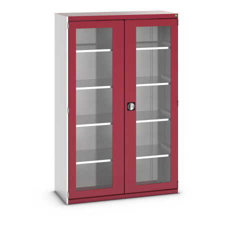 40014058 - CUBIO Armoire SMFS-13520-1 - Avec 2 Portes Transparentes et 4 Tablettes - LxPxH 1300x525x2000mm - Rouge Pourpre RAL 3004 40014058 - CUBIO Armoire SMFS-13520-1 - Avec 2 Portes Transparentes et 4 Tablettes - LxPxH 1300x525x2000mm - Rouge Pourpre RAL 3004