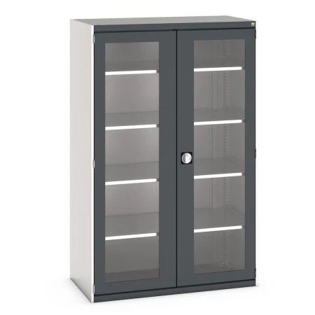 40022060 - CUBIO Armoire SMFS-13620-1 - Avec 2 Portes Transparentes et 4 Tablettes - LxPxH 1300x650x2000mm - Gris Anthracite RAL 7016 40022060 - CUBIO Armoire SMFS-13620-1 - Avec 2 Portes Transparentes et 4 Tablettes - LxPxH 1300x650x2000mm - Gris Anthracite RAL 7016