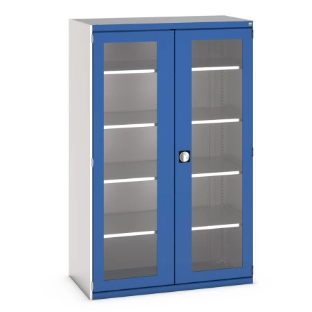 40022060 - CUBIO Armoire SMFS-13620-1 - Avec 2 Portes Transparentes et 4 Tablettes - LxPxH 1300x650x2000mm - Bleu Gentiane RAL 5010 40022060 - CUBIO Armoire SMFS-13620-1 - Avec 2 Portes Transparentes et 4 Tablettes - LxPxH 1300x650x2000mm - Bleu Gentiane RAL 5010