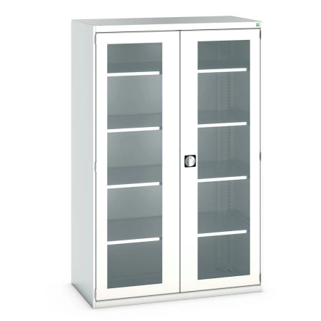40022060 - CUBIO Armoire SMFS-13620-1 - Avec 2 Portes Transparentes et 4 Tablettes - LxPxH 1300x650x2000mm - Gris Clair RAL 7035 40022060 - CUBIO Armoire SMFS-13620-1 - Avec 2 Portes Transparentes et 4 Tablettes - LxPxH 1300x650x2000mm - Gris Clair RAL 7035