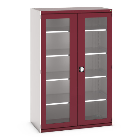 40022060 - CUBIO Armoire SMFS-13620-1 - Avec 2 Portes Transparentes et 4 Tablettes - LxPxH 1300x650x2000mm - Rouge Pourpre RAL 3004 40022060 - CUBIO Armoire SMFS-13620-1 - Avec 2 Portes Transparentes et 4 Tablettes - LxPxH 1300x650x2000mm - Rouge Pourpre RAL 3004