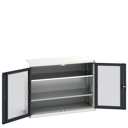 16926662 - Armoire VERSO à Double Portes Transparentes 1300x550x1000 - 2 tablettes - Gris Anthracite RAL 7016 16926662 - Armoire VERSO à Double Portes Transparentes 1300x550x1000 - 2 tablettes - Gris Anthracite RAL 7016