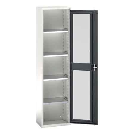 16926073 - Armoire VERSO à Porte Transparente 525x350x2000 - 4 tablettes - Gris Anthracite RAL 7016 16926073 - Armoire VERSO à Porte Transparente 525x350x2000 - 4 tablettes - Gris Anthracite RAL 7016