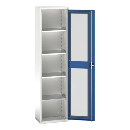 16926073 - Armoire VERSO à Porte Transparente 525x350x2000 - 4 tablettes - Bleu Gentiane RAL 5010 16926073 - Armoire VERSO à Porte Transparente 525x350x2000 - 4 tablettes - Bleu Gentiane RAL 5010