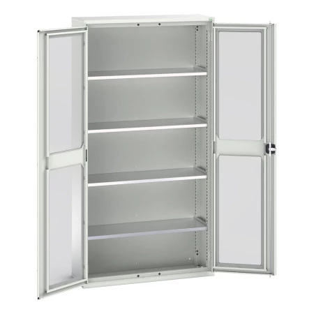 16926273 - Armoire VERSO à Double Portes Transparentes 1050x350x2000 - 4 tablettes - Gris Clair RAL 7035 16926273 - Armoire VERSO à Double Portes Transparentes 1050x350x2000 - 4 tablettes - Gris Clair RAL 7035