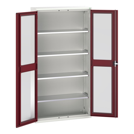 16926273 - Armoire VERSO à Double Portes Transparentes 1050x350x2000 - 4 tablettes - Rouge Pourpre RAL 3004 16926273 - Armoire VERSO à Double Portes Transparentes 1050x350x2000 - 4 tablettes - Rouge Pourpre RAL 3004