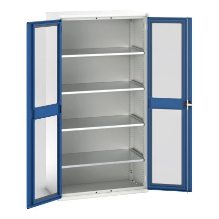 16926277 - Armoire VERSO à Double Portes Transparentes 1050x550x2000 - 4 tablettes - Bleu Gentiane RAL 5010 16926277 - Armoire VERSO à Double Portes Transparentes 1050x550x2000 - 4 tablettes - Bleu Gentiane RAL 5010