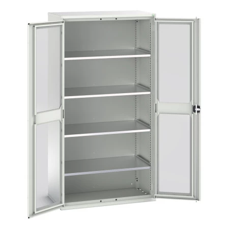 16926277 - Armoire VERSO à Double Portes Transparentes 1050x550x2000 - 4 tablettes - Gris Clair RAL 7035 16926277 - Armoire VERSO à Double Portes Transparentes 1050x550x2000 - 4 tablettes - Gris Clair RAL 7035