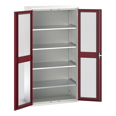 16926277 - Armoire VERSO à Double Portes Transparentes 1050x550x2000 - 4 tablettes - Rouge Pourpre RAL 3004 16926277 - Armoire VERSO à Double Portes Transparentes 1050x550x2000 - 4 tablettes - Rouge Pourpre RAL 3004
