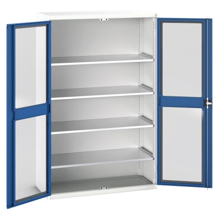 16926663 - Armoire VERSO à Double Portes Transparentes 1300x550x2000 - 4 tablettes - Bleu Gentiane RAL 5010 16926663 - Armoire VERSO à Double Portes Transparentes 1300x550x2000 - 4 tablettes - Bleu Gentiane RAL 5010