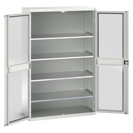 16926663 - Armoire VERSO à Double Portes Transparentes 1300x550x2000 - 4 tablettes - Gris Clair RAL 7035 16926663 - Armoire VERSO à Double Portes Transparentes 1300x550x2000 - 4 tablettes - Gris Clair RAL 7035