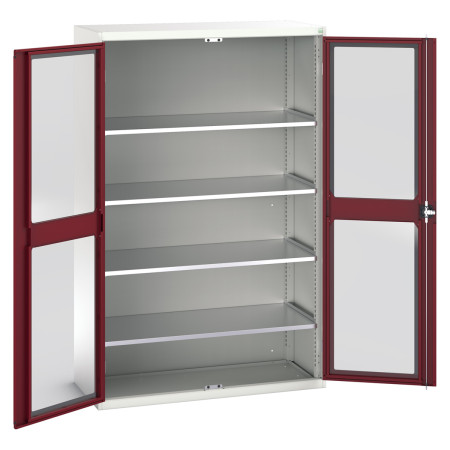 16926663 - Armoire VERSO à Double Portes Transparentes 1300x550x2000 - 4 tablettes - Rouge Pourpre RAL 3004 16926663 - Armoire VERSO à Double Portes Transparentes 1300x550x2000 - 4 tablettes - Rouge Pourpre RAL 3004