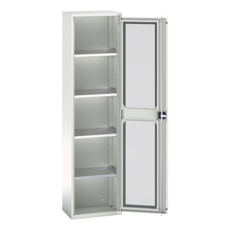 16926073 - Armoire VERSO à Porte Transparente 525x350x2000 - 4 tablettes - Gris Clair RAL 7035 16926073 - Armoire VERSO à Porte Transparente 525x350x2000 - 4 tablettes - Gris Clair RAL 7035