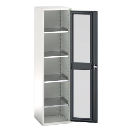 16926077 - Armoire VERSO à Porte Transparente 525x550x2000 - 4 tablettes - Gris Anthracite RAL 7016 16926077 - Armoire VERSO à Porte Transparente 525x550x2000 - 4 tablettes - Gris Anthracite RAL 7016