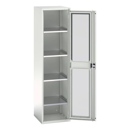 16926077 - Armoire VERSO à Porte Transparente 525x550x2000 - 4 tablettes - Gris Clair RAL 7035 16926077 - Armoire VERSO à Porte Transparente 525x550x2000 - 4 tablettes - Gris Clair RAL 7035