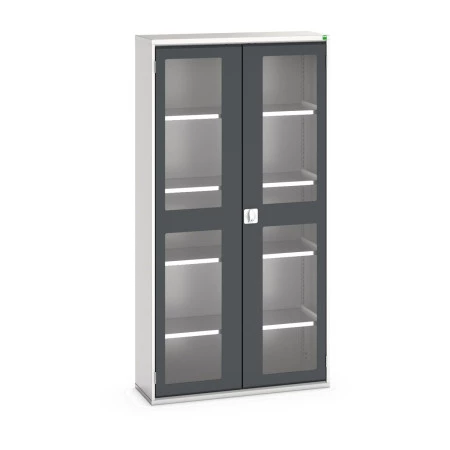 16926273 - Armoire VERSO à Double Portes Transparentes 1050x350x2000 - 4 tablettes - Gris Anthracite RAL 7016 16926273 - Armoire VERSO à Double Portes Transparentes 1050x350x2000 - 4 tablettes - Gris Anthracite RAL 7016