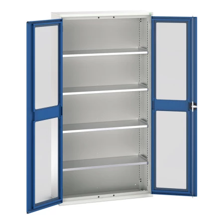 16926273 - Armoire VERSO à Double Portes Transparentes 1050x350x2000 - 4 tablettes - Bleu Gentiane RAL 5010 16926273 - Armoire VERSO à Double Portes Transparentes 1050x350x2000 - 4 tablettes - Bleu Gentiane RAL 5010