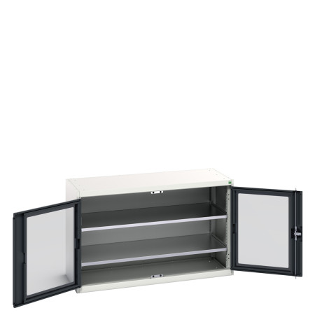 16926660 - Armoire VERSO à Double Portes Transparentes 1300x550x800 - 2 tablettes - Gris Anthracite RAL 7016 16926660 - Armoire VERSO à Double Portes Transparentes 1300x550x800 - 2 tablettes - Gris Anthracite RAL 7016