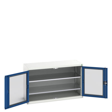 16926660 - Armoire VERSO à Double Portes Transparentes 1300x550x800 - 2 tablettes - Bleu Gentiane RAL 5010 16926660 - Armoire VERSO à Double Portes Transparentes 1300x550x800 - 2 tablettes - Bleu Gentiane RAL 5010