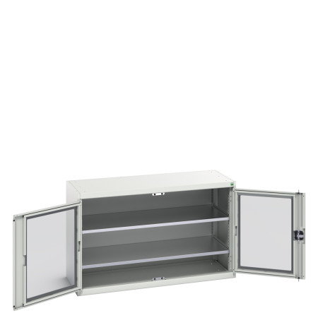 16926660 - Armoire VERSO à Double Portes Transparentes 1300x550x800 - 2 tablettes - Gris Clair RAL 7035 16926660 - Armoire VERSO à Double Portes Transparentes 1300x550x800 - 2 tablettes - Gris Clair RAL 7035