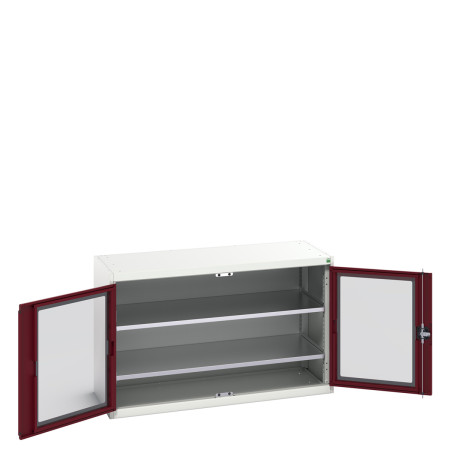 16926660 - Armoire VERSO à Double Portes Transparentes 1300x550x800 - 2 tablettes - Rouge Pourpre RAL 3004 16926660 - Armoire VERSO à Double Portes Transparentes 1300x550x800 - 2 tablettes - Rouge Pourpre RAL 3004