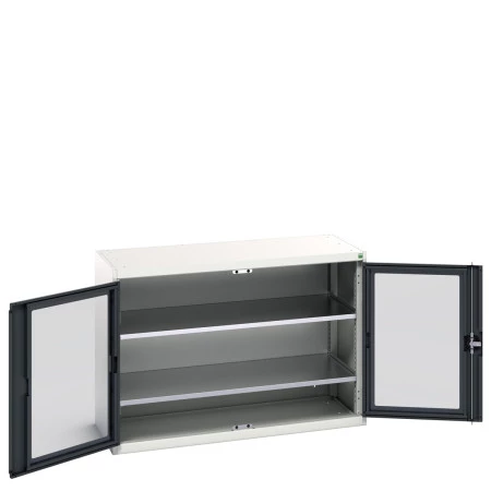 16926661 - Armoire VERSO à Double Portes Transparentes 1300x550x900 - 2 tablettes - Gris Anthracite RAL 7016 16926661 - Armoire VERSO à Double Portes Transparentes 1300x550x900 - 2 tablettes - Gris Anthracite RAL 7016