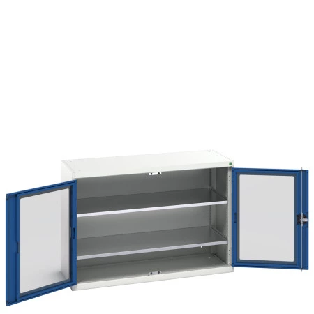 16926661 - Armoire VERSO à Double Portes Transparentes 1300x550x900 - 2 tablettes - Bleu Gentiane RAL 5010 16926661 - Armoire VERSO à Double Portes Transparentes 1300x550x900 - 2 tablettes - Bleu Gentiane RAL 5010