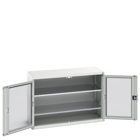 16926661 - Armoire VERSO à Double Portes Transparentes 1300x550x900 - 2 tablettes - Gris Clair RAL 7035 16926661 - Armoire VERSO à Double Portes Transparentes 1300x550x900 - 2 tablettes - Gris Clair RAL 7035