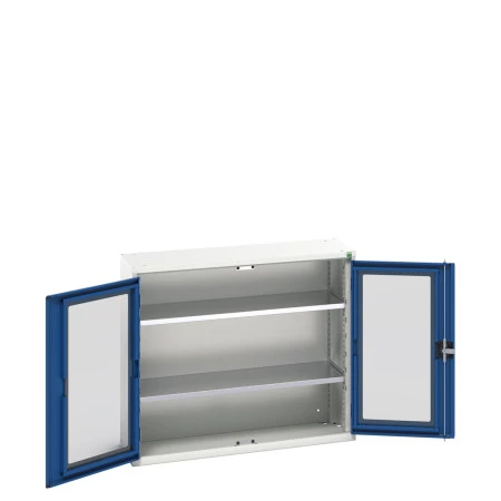 16926271 - Armoire VERSO à Double Portes Transparentes 1050x350x900 - 2 tablettes - Bleu Gentiane RAL 5010 16926271 - Armoire VERSO à Double Portes Transparentes 1050x350x900 - 2 tablettes - Bleu Gentiane RAL 5010