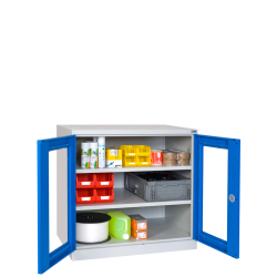 Armoire basse à portes transparentes - Hauteur 1000 mm