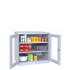 W030050002 - Armoire d'atelier à portes transparentes - 2 portes - 2 étagères - LxPxH 1000x500x1000 mm - Caisson Gris Clair RAL 7035 - Façade Gris Clair RAL 7035 W030050002 - Armoire d'atelier à portes transparentes - 2 portes - 2 étagères - LxPxH 1000x500x1000 mm - Caisson Gris Clair RAL 7035 - Façade Gris Clair RAL 7035