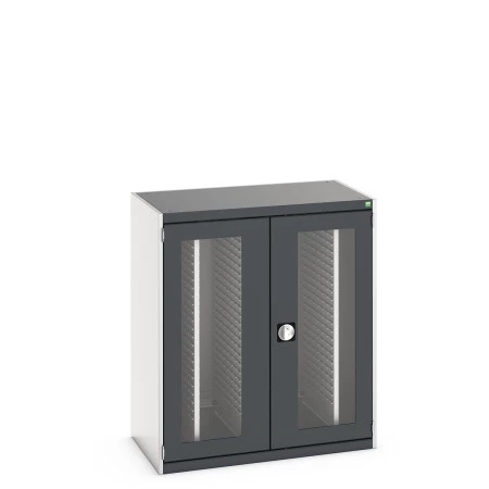 40301030 - Armoire CUBIO SMV-10612-44 - Portes Transp, 4 Pann à Bacs Coulissants - LxPxH 1050x650x1200mm - Gris Anthracite RAL 7016