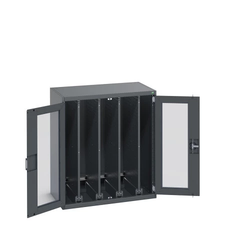 40301006 - Armoire CUBIO SMV-10612-42 - Portes Transp, 4 Pann Perfo Coulissants - LxPxH 1050x650x1200mm - Full Gris Anthracite RAL 7016 40301006 - Armoire CUBIO SMV-10612-42 - Portes Transp, 4 Pann Perfo Coulissants - LxPxH 1050x650x1200mm - Full Gris Anthracite RAL 7016