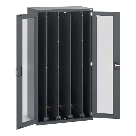 40301012 - Armoire CUBIO SMV-10620-42 - Portes Transp, 4 Pann Perfo Coulissants - LxPxH 1050x650x2000mm - Full Gris Anthracite RAL 7016 40301012 - Armoire CUBIO SMV-10620-42 - Portes Transp, 4 Pann Perfo Coulissants - LxPxH 1050x650x2000mm - Full Gris Anthracite RAL 7016