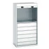 40201024 - Armoire CUBIO SMR-10620-12 Porte Rideau - 2 Tablettes, 6 Tiroirs de 175mm, 2 Panneaux à Bacs - LxPxH 1050x650x2000mm - Gris Clair RAL 7035 40201024 - Armoire CUBIO SMR-10620-12 Porte Rideau - 2 Tablettes, 6 Tiroirs de 175mm, 2 Panneaux à Bacs - LxPxH 1050x650x2000mm - Gris Clair RAL 7035