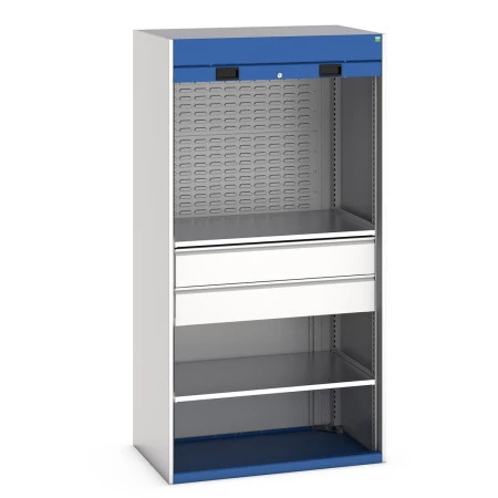 40201023 - Armoire CUBIO SMR-10620-12 Porte Rideau - 2 Tablettes, 2 Tiroirs de 175mm, 2 Panneaux à Bacs - LxPxH 1050x650x2000mm - Bleu Gentiane RAL 5010 40201023 - Armoire CUBIO SMR-10620-12 Porte Rideau - 2 Tablettes, 2 Tiroirs de 175mm, 2 Panneaux à Bacs - LxPxH 1050x650x2000mm - Bleu Gentiane RAL 5010