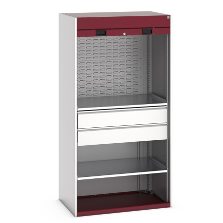 40201023 - Armoire CUBIO SMR-10620-12 Porte Rideau - 2 Tablettes, 2 Tiroirs de 175mm, 2 Panneaux à Bacs - LxPxH 1050x650x2000mm - Rouge Pourpre RAL 3004 40201023 - Armoire CUBIO SMR-10620-12 Porte Rideau - 2 Tablettes, 2 Tiroirs de 175mm, 2 Panneaux à Bacs - LxPxH 1050x650x2000mm - Rouge Pourpre RAL 3004