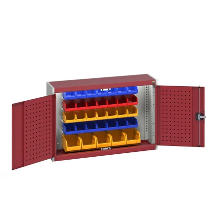 40031057 - Armoire Murale à Bacs CUBIO - Avec Fond à Bacs et 33 Bacs - LxPxH 1050x325x700mm - Rouge Pourpre RAL 3004 40031057 - Armoire Murale à Bacs CUBIO - Avec Fond à Bacs et 33 Bacs - LxPxH 1050x325x700mm - Rouge Pourpre RAL 3004