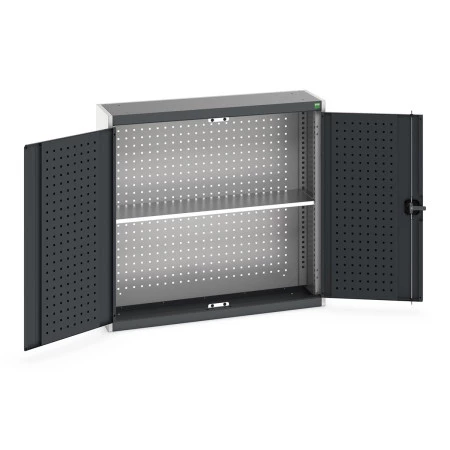 40031069 - Armoire Murale Perfo CUBIO - Avec Fond Perfo et 1 Tablette - LxPxH 1050x325x1000mm - Gris Anthracite RAL 7016 40031069 - Armoire Murale Perfo CUBIO - Avec Fond Perfo et 1 Tablette - LxPxH 1050x325x1000mm - Gris Anthracite RAL 7016