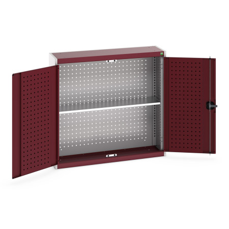 40031069 - Armoire Murale Perfo CUBIO - Avec Fond Perfo et 1 Tablette - LxPxH 1050x325x1000mm - Rouge Pourpre RAL 3004 40031069 - Armoire Murale Perfo CUBIO - Avec Fond Perfo et 1 Tablette - LxPxH 1050x325x1000mm - Rouge Pourpre RAL 3004
