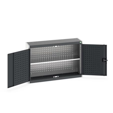 40031054 - Armoire Murale Perfo CUBIO - Avec Fond Perfo et 1 Tablette - LxPxH 1050x325x700mm - Gris Anthracite RAL 7016 40031054 - Armoire Murale Perfo CUBIO - Avec Fond Perfo et 1 Tablette - LxPxH 1050x325x700mm - Gris Anthracite RAL 7016