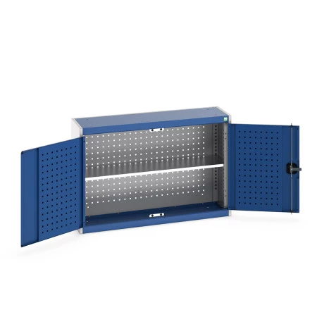 40031054 - Armoire Murale Perfo CUBIO - Avec Fond Perfo et 1 Tablette - LxPxH 1050x325x700mm - Bleu Gentiane RAL 5010 40031054 - Armoire Murale Perfo CUBIO - Avec Fond Perfo et 1 Tablette - LxPxH 1050x325x700mm - Bleu Gentiane RAL 5010