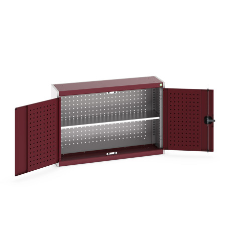 40031054 - Armoire Murale Perfo CUBIO - Avec Fond Perfo et 1 Tablette - LxPxH 1050x325x700mm - Rouge Pourpre RAL 3004 40031054 - Armoire Murale Perfo CUBIO - Avec Fond Perfo et 1 Tablette - LxPxH 1050x325x700mm - Rouge Pourpre RAL 3004
