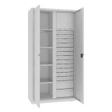 Armoire monobloc en tôle d’acier de 10/10°. Le corps de l'armoire peut supporter une charge allant jusqu'à 700 kg. Les étagères galvanisées ont une capacité de charge de 100 kg et les tiroirs de 40 kg. Armoire monobloc en tôle d’acier de 10/10°. Le corps de l'armoire peut supporter une charge allant jusqu'à 700 kg. Les étagères galvanisées ont une capacité de charge de 100 kg et les tiroirs de 40 kg.