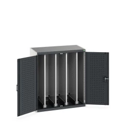 Armoire lourde CUBIO à portes et panneaux coulissants perforés