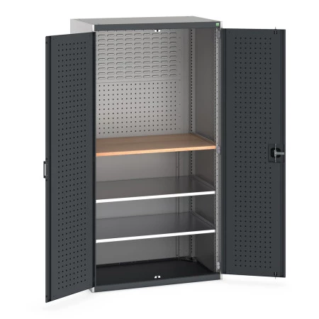 40021163 - Armoire CUBIO SMF-10620-138 - Mini atelier Portes Perfo, 2 Tablettes - LxPxH 1050x650x2000mm - Gris Anthracite RAL 7016 40021163 - Armoire CUBIO SMF-10620-138 - Mini atelier Portes Perfo, 2 Tablettes - LxPxH 1050x650x2000mm - Gris Anthracite RAL 7016