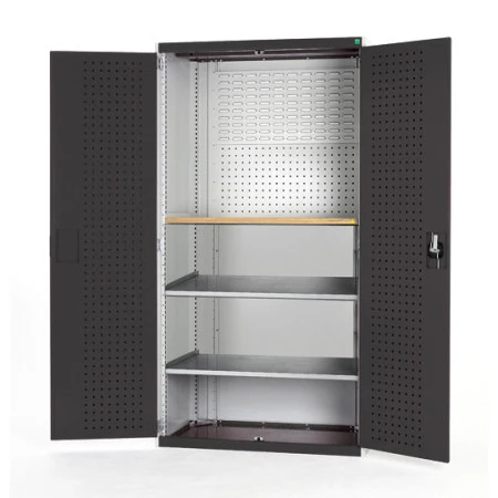 40022090 - Armoire CUBIO SMF-13620 - Mini atelier Portes Perfo, 2 Tablettes - LxPxH 1300x650x2000mm - Gris Anthracite RAL 7016 40022090 - Armoire CUBIO SMF-13620 - Mini atelier Portes Perfo, 2 Tablettes - LxPxH 1300x650x2000mm - Gris Anthracite RAL 7016