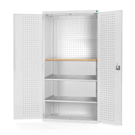 40022090 - Armoire CUBIO SMF-13620 - Mini atelier Portes Perfo, 2 Tablettes - LxPxH 1300x650x2000mm - Gris Clair RAL 7035 40022090 - Armoire CUBIO SMF-13620 - Mini atelier Portes Perfo, 2 Tablettes - LxPxH 1300x650x2000mm - Gris Clair RAL 7035